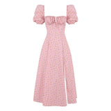 Pink Milkmaid House Of Cb Tallulah Garden Party Cottagecore Aesthetic Fairycore Dresses Princess Sleeves Split Chiffon Floral Dress