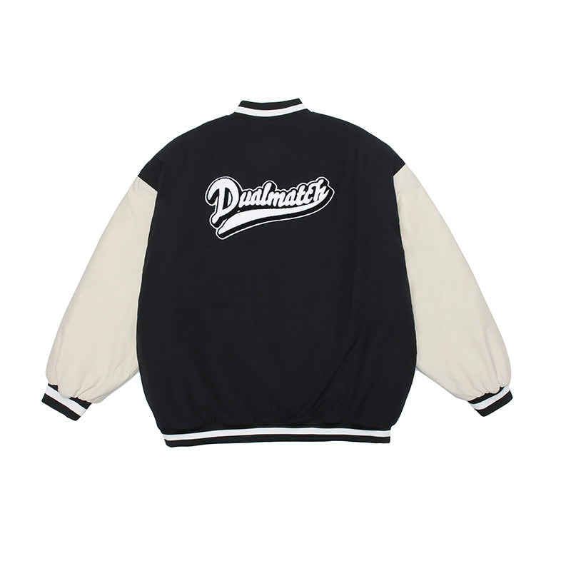 College Jacket Autumn Winter Retro Embroidered Bread Baseball Uniform Men's Street Winter Loose Top