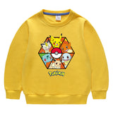 Children Pokemon Pikachu Hoodie round Neck Sweater Cotton Neutral
