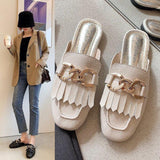 Women Open Toe Sandals Flats Spring Tassle Fashion Slippers Lazy