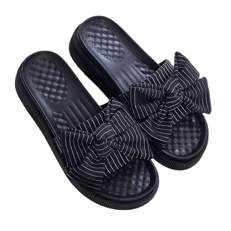 Women Open Toe Sands Flats Summer Bowknot Muffin Word Outdoor Slippers