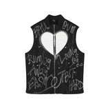 Mens Fall Outfits Hand Painted Graffiti Vest Jacket High Street Hip Hop Rapper Vest Men and Women