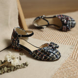 Flat Dress Sandals Spring and Summer Low Heel Buckle Bow Sandals for Women