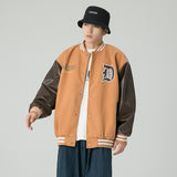 Brown Varsity Jacket Casual Baseball Jacket Vintage Flight Jacket Loose Top