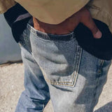 Fog Fear of God Essentials Pant Double-Line Washed Jeans Distressed Straight-Leg Trousers