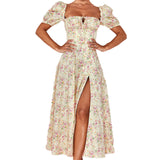 Aesthetic Dress Floral Backless Slim Fit Sleeveless Split Dress for Women