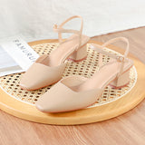Nude Block Heels Closed Toe Chunky Heel Closed Toe Sandals Women's Spring round Toe Women's Sandals