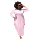 Nina Parker plus Size Dresses round Neck Long Sleeve Hem plus Size Dress