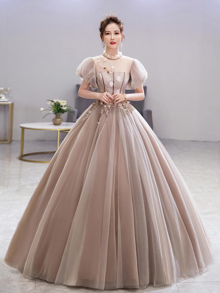 Women's Evening Dress Ball Gown Princess Quinceanera Wedding Dresses Theme Costume Solo Tulle Tutu Dress Banquet Host Long Evening Dress