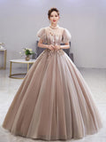 Women's Evening Dress Ball Gown Princess Quinceanera Wedding Dresses Theme Costume Solo Tulle Tutu Dress Banquet Host Long Evening Dress