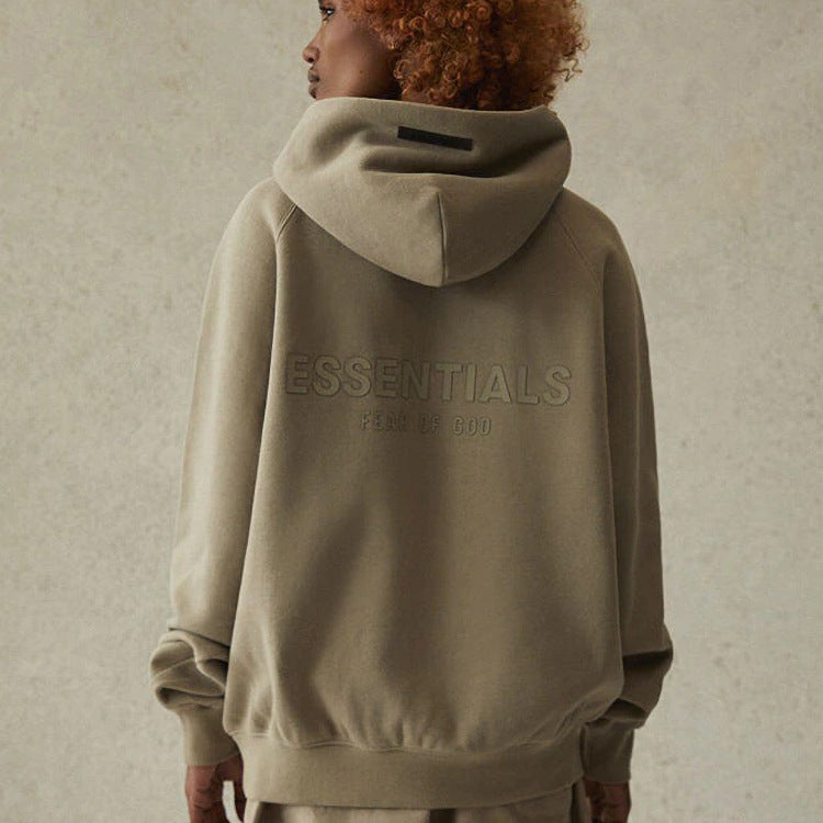 Fog Fear of God Essentials Hoodie Fog Back Stereo Alphabet plus Velvet Hoodie