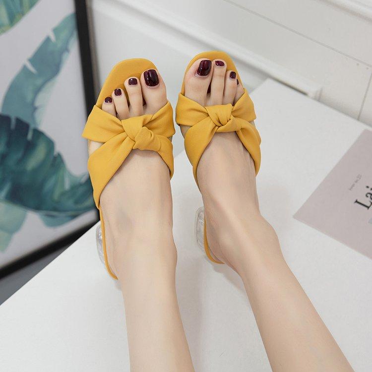 Women Open Toe Sandals Flats Summer Square Toe Chunky Heel Fashion Cross Sandals