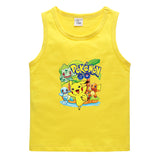 Children Pokemon Pikachu T Shirt Cotton Leisure Sweat-Absorbent Solid Color Vest