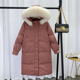 Women Winter Coats Puffer Jacket Down Coat White Duck Down Jacket Hooded Thickened Big Fur Collar Coat