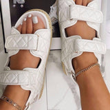 Women Open Toe Sandals Flats Large Size Casual Summer Round Toe Flat Heel Sandals