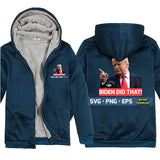 Let's Go Brandon Hoodie Pattern Unisex Thickened Hooded Zipper Sweatshirt