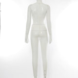 Spring Sexy round Neck Midriff Outfit Long Sleeve Slim-Fit Hollow-out Ankle-Tied Mesh Jumpsuit