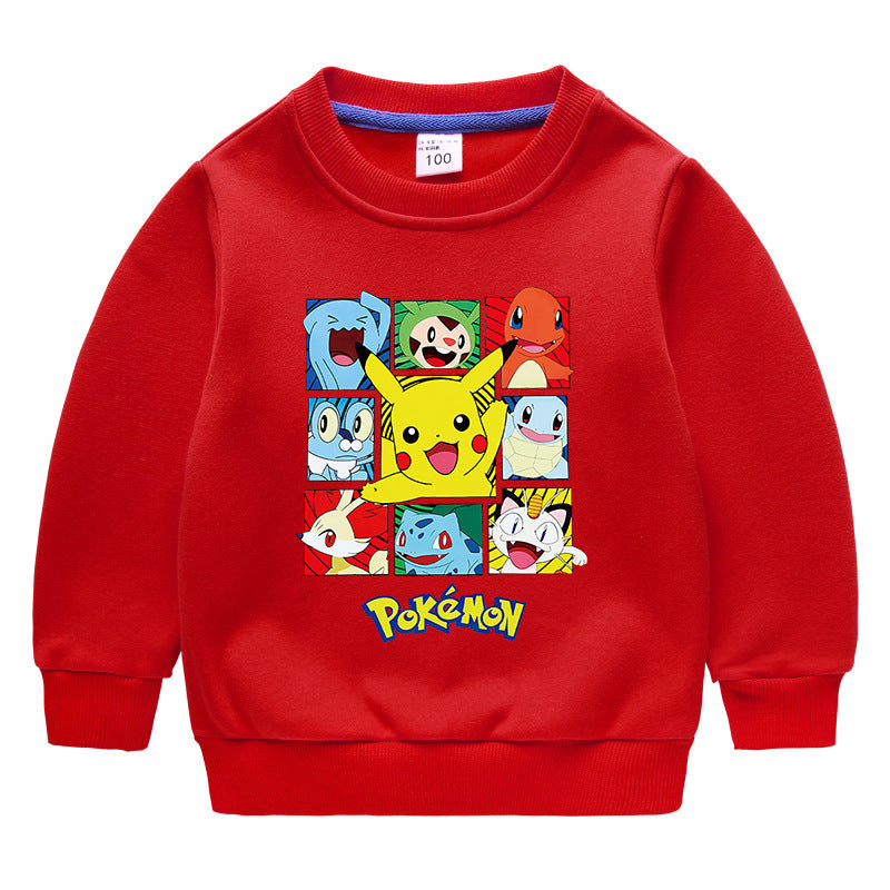 Children Pokemon Pikachu Hoodie Brushed Hoody Thickened Thermal Cotton