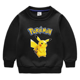 Children Pokemon Pikachu Hoodie Autumn Winter Solid Color with Fur Thick Warm Winter Clothing Top