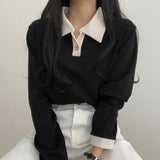 Preppy Aesthetic Sweater Autumn Women Clothing Solid Color Long Sleeve