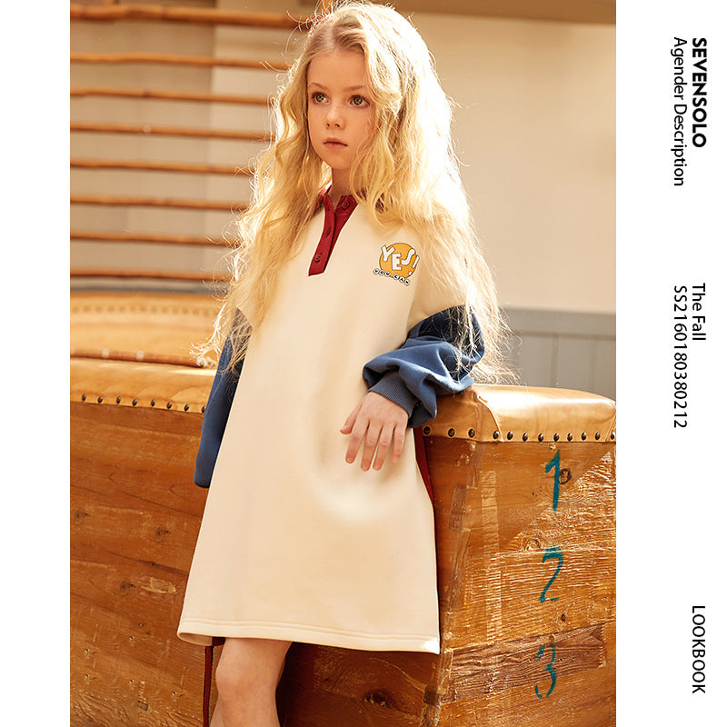 Color-Matching Dress Children Sweatshirt Skirt Children GIRL'S Spring Clothes