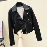 Women PU Leather Jacket Biker Motorcycle Coat Women's Short Motorcycle Clothing PU Leather Jacket Coat Spring