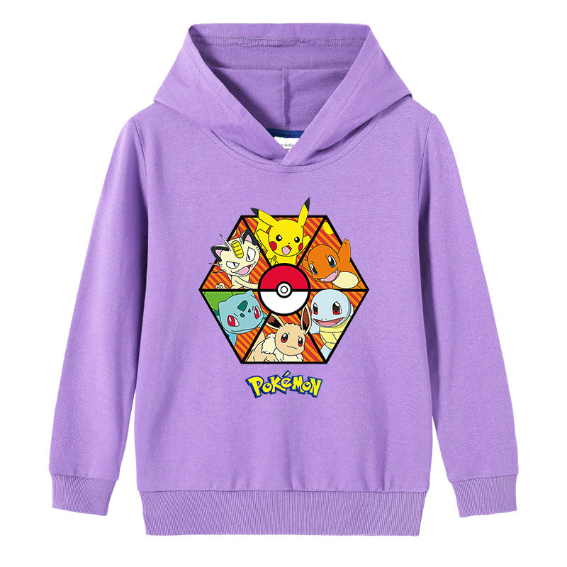 Children Pokemon Pikachu Hoodie Spring and Autumn Cotton Hooded Sweater