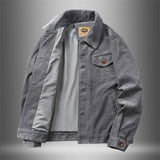 Corduroy Varsity Jacket Autumn Winter Coat Men's Fleece Jacket Retro Short Overalls Berber Fleece Coat