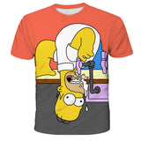 Homer Simpson Shirt Summer Casual Loose Short Sleeves Printed Sports T-shirt