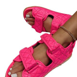 Women Open Toe Sandals Flats Large Size Casual Summer Round Toe Flat Heel Sandals