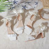 Nude Strappy Block Heels Summer Casual Sandals