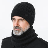 Men Winter Hats Autumn and Winter Hat Fleece-Lined Thickened Knitting Warm