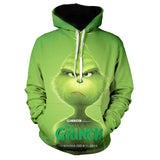 Grinch Hoodie Green Fur Monster 3D Digital Printing Men's Clothing Loose Sweater