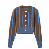Preppy Aesthetic Sweater Spring Fashion round Neck Puff Sleeve Short Sweater Coat Knitted