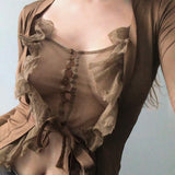 Music Festivals Rave Outfits Girls Tops Spring and Summer Women's Clothing Fashion Long Sleeve Sexy