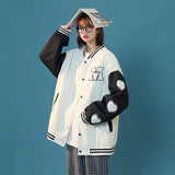 White Varsity Jacket Spring and Autumn Coat Women's Harajuku Style Loose Sports Baseball Uniform All-Match Top Jacket