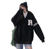 White Varsity Jacket Autumn College Style Letter Embroidered Cardigan Sweater Thin Men and Women Casual Jacket