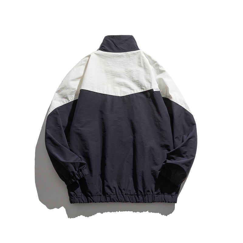 Vintage Letterman Jacket Autumn Color Matching Printed Jacket