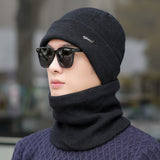 Men Winter Hats Knitted Hat Scarf Set Men's Winter Outdoor Leisure