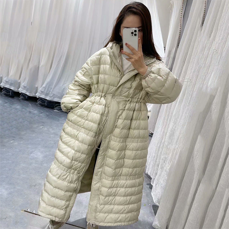 Women Winter Coats Puffer Jacket Down Coat Hoodie with Drawstrings Loose Down Jacket Women's Mid-Length Coat