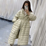 Women Winter Coats Puffer Jacket Down Coat Hoodie with Drawstrings Loose Down Jacket Women's Mid-Length Coat