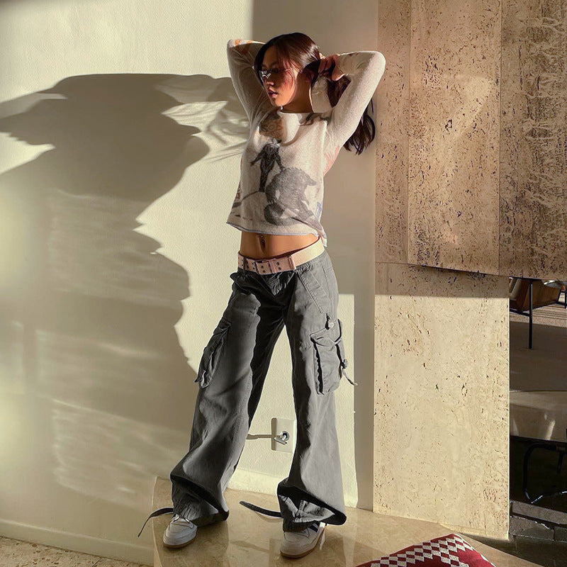 Julia Fox Low Rise Trousers Vintage Straight-Leg Denim Casual Trousers