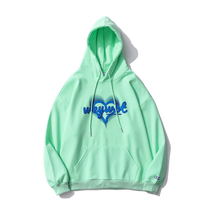 Mens Fall Outfits Letter Graffiti Hooded Sweater Casual Loose Student Sports Hoodie