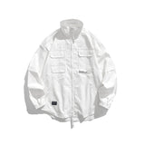 White Varsity Jacket Autumn Men's Fishing Jacket Casual Multi-Pocket Workwear Jacket Men's Jacket