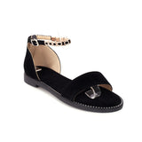 Flat Dress Sandals Summer Square Heel Large Size Buckle Hollow Sandals