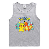 Children Pokemon Pikachu T Shirt Cotton Leisure Sweat Absorbing Sports Vest