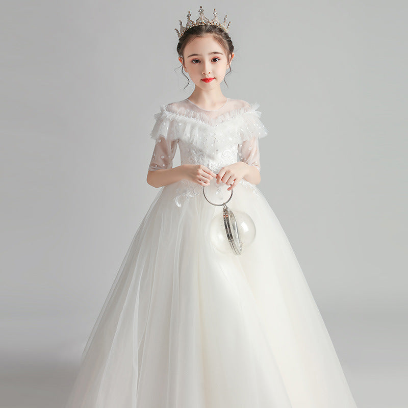 Princess Charlotte Flower Girl Dress Birthday Princess Wedding Costume for Piano Performance Dress