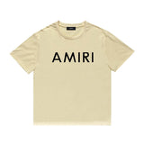 Amiri T Shirt Letter Print Casual Hip Hop round Neck Short Sleeve T-shirt