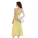 Satin Dress Lightly Mature Suspender Skirt Waist Slimming Satin Skirt