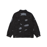 Men Denim Coat Jean Jackets Stitching Ripped Do the Old Cowboy Coat Men's Loose Lapels Jacket Punk Jeans
